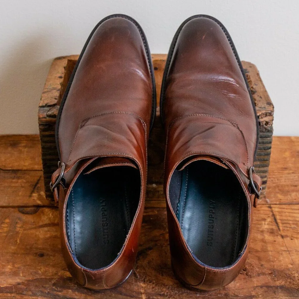 Suitsupply Monk Strap Brown Leather Shoes Suit Supply Size 8.5 - Picture 7 of 10